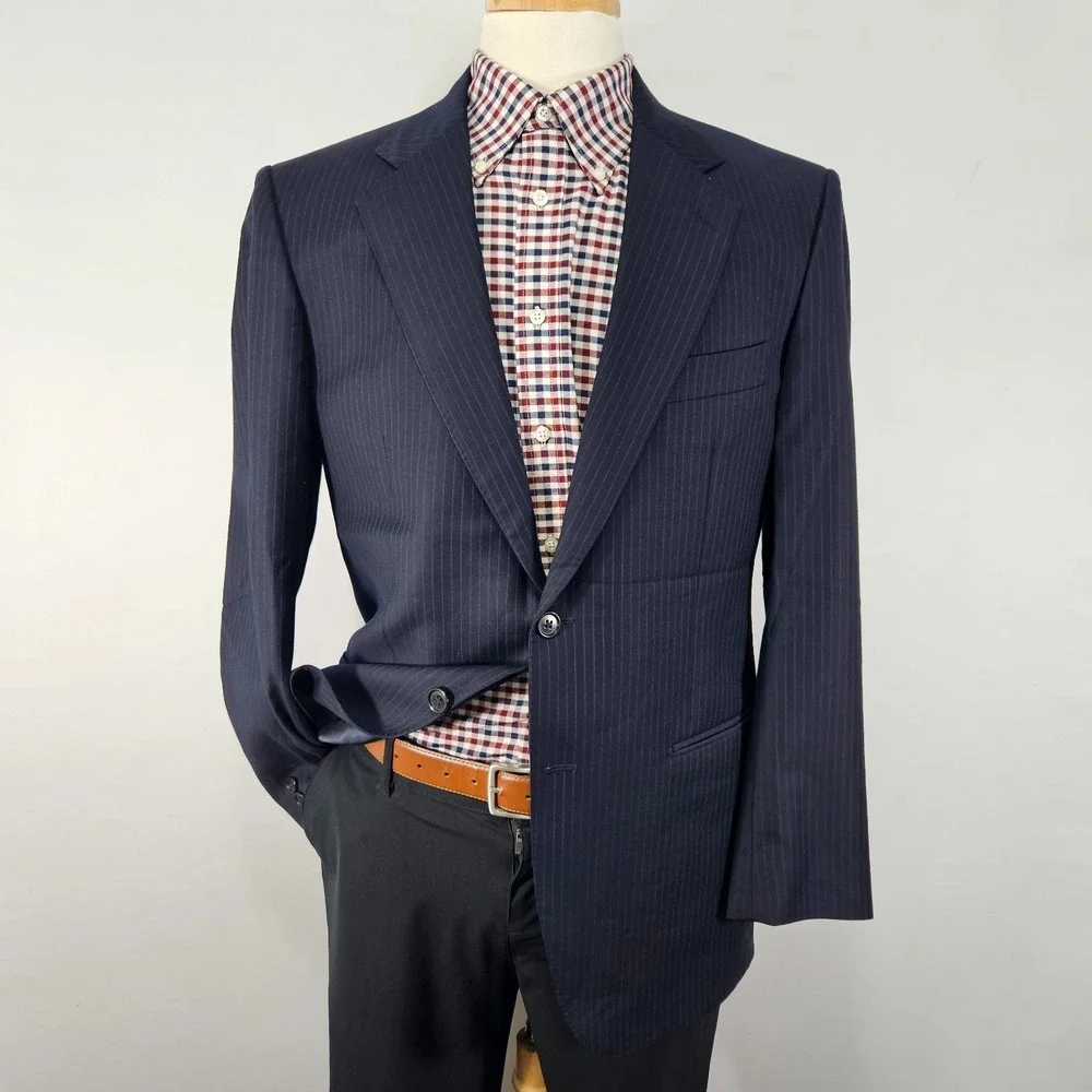 Daniel Cremieux Men's Sport Coat Blazer Super 160s Navy Striped Loro Piana 40R